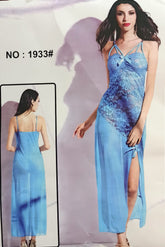 Lace Overlay Evening Dress